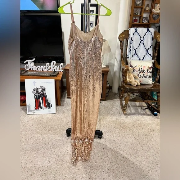 HMS Gold Sequins dress with fringe - Picture 3 of 9